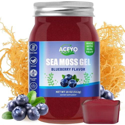Vista 18 de ACEYO Gel de musgo marino irlandés (18 onzas) crudo vegano mango sabor piña 102 vitaminas y minerales cosechados en la naturaleza sin OMG
