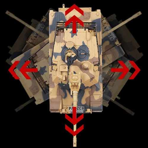 Vista 5 de fisca Tanque de control remoto M1A2 RC 1/18 con 2.4 GHz, 15 canales, fumar - Tanque de batalla principal Abrams que juguete militar para niños