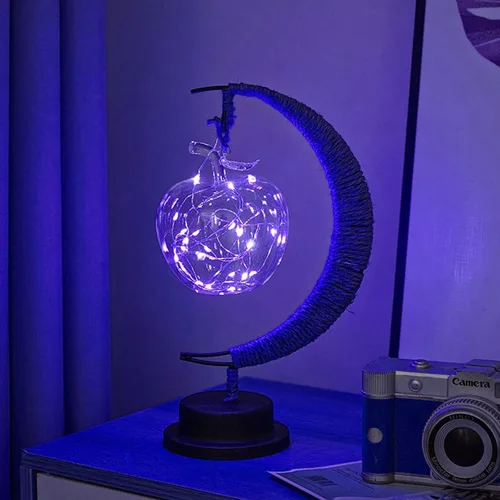 Vista 2 de Lámpara LED decorativa de mesa, luz de luna mágica 3D, luz de noche de hierro forjado, decoración del hogar, regalo de cumpleaños, fuente