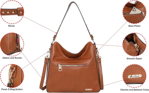Vista 4 de Montana West Bolso Hobo para mujer, bolsos grandes y bolsos