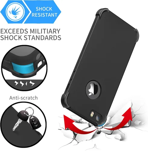 Vista 5 de ORETECH - Funda diseñada para iPhone 5/5S / SE (2016), con [2 protectores de pantalla de vidrio templado] cuerpo completo de 360° para iPhone SE