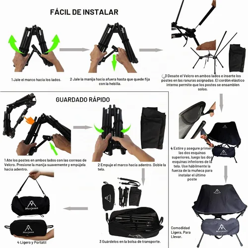 Vista 6 de Silla portátil para camping, silla de mochilero, silla plegable ultraligera, compacta, sillas plegables ligeras para senderismo, montañismo, playa