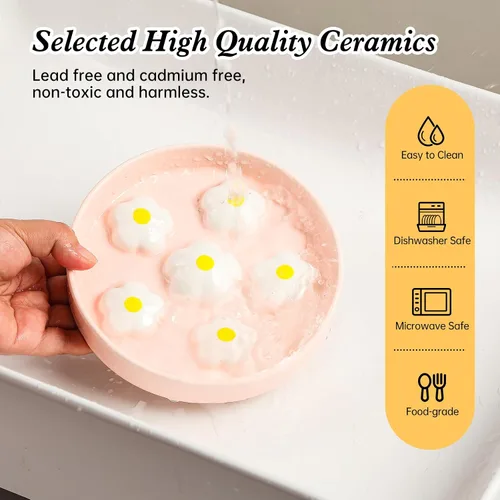 Vista 5 de Ceramic Slow Feeder Cat Bowl, 6.3" Whisker Friendly Anti-Vomit, White Blanco