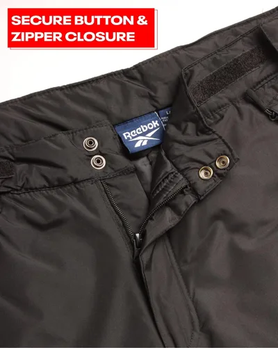 Vista 3 de Reebok Pantalones de nieve para hombre, pesados e impermeables, con bolsillos tipo cargo, polainas de nieve, pantalones de esquí para hombre