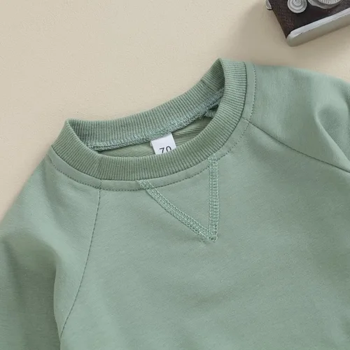 Vista 4 de AEEMCEM Conjunto de sudadera con cuello redondo y pantalones deportivos para bebé niño y niña