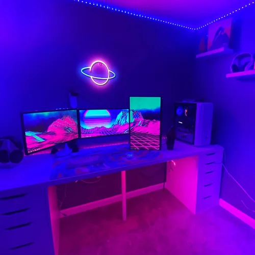 Vista 6 de Lumoonosity Luz azul y rosa planeta neón