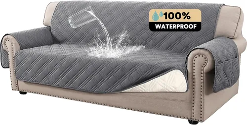 Vista 21 de PrinceDeco Fundas 100% impermeables para sofá biplaza de 2 cojines, fundas impermeables y lavables para sofá con bolsillo lateral, protector