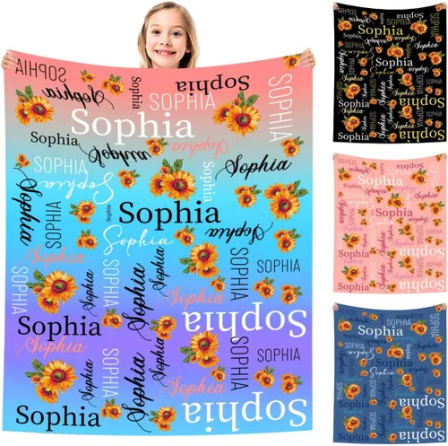 Vista 34 de MyPupSocks Manta Decorativa Personalizada con Nombre Personalizado Mantas para Niña Hija Nieta Manta Bonita (7 Tamaños)