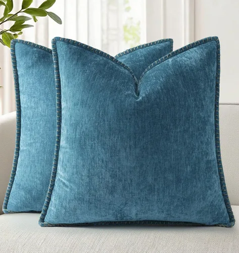 Vista 39 de decorUhome Juego de 2 fundas de almohada de felpilla suave y acogedora de otoño de 12 x 12 pulgadas, fundas decorativas modernas de terciopelo Aqua