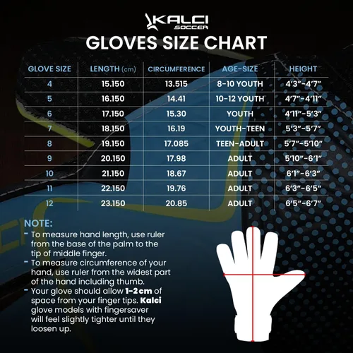 Vista 7 de Kalci Guantes de portero de fútbol para niños y jóvenes, guantes de portero para jugadores de campo para niños y niñas, en relieve, antideslizantes