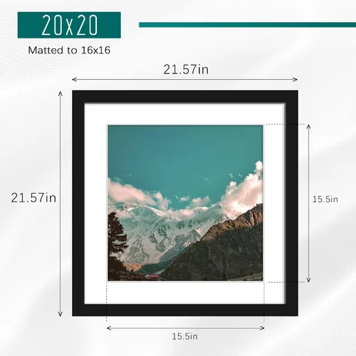 Vista 2 de Picrit Paquete de 3 portarretratos de 20 x 20 pulgadas, póster de 16 x 16 pulgadas con paspartú o de 20 x 20 pulgadas sin paspartú para montaje