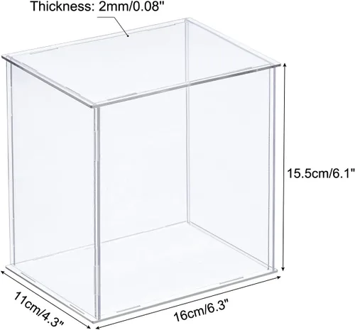 Vista 2 de MECCANIXITY Caja plástica de acrílico de la vitrina clara monta el escaparate a prueba de polvo 6.3x4.3x6.1 pulgadas para artículos coleccionables