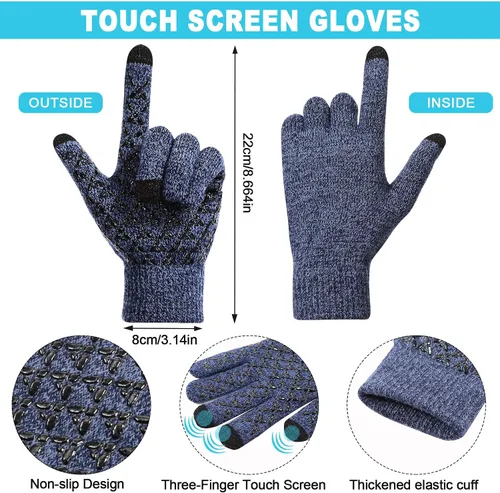 Vista 3 de Conjunto de guantes de invierno con forro polar para hombre y mujer
