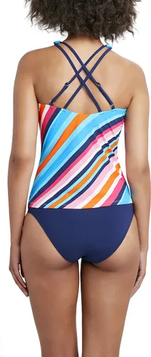 Vista 3 de Nautica Traje de baño tankini de cuello alto con espalda cruzada estándar para mujer con doble correa