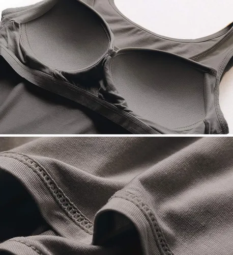 Vista 5 de Camisolas para mujer con brasier integrado, camiseta básica de yoga, camiseta sin mangas acolchada (S-3XL)
