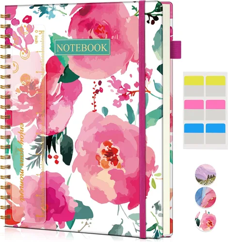 Vista 20 de Cuaderno de espiral de 8.5 x 11 pulgadas, cuadernos grandes A4 para mujeres y hombres, diario rayado universitario, papel de 3.53 oz/m², diarios
