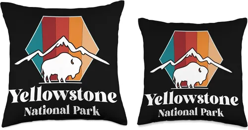 Vista 3 de Yellowstone Volcano National Park Wyoming Souvenir Yellowstone Mountain Buffalo National Park Wyoming - Almohada de recuerdo, 16 x 16 pulgadas