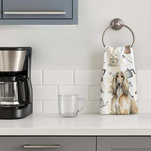 Vista 3 de Caroline's Treasures Afghan Hound - Toalla de cocina para barra de café, terciopelo frontal y lazo de algodón, lavable a máquina Sabueso afgano