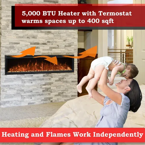 Vista 4 de Modern Flames Spectrum Slimline - Soporte de pared de 50 pulgadas integrado para chimenea eléctrica Pared de 4 pulgadas totalmente empotrada