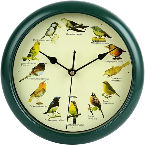 Vista 8 de Generic Reloj de pared de pájaro - Reloj colgante decorativo con sonido para cocina, 10.0x10.0x1.8 in, marrón
