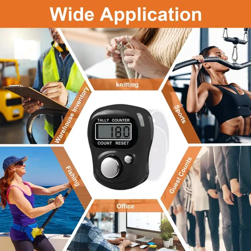 Vista 6 de Amble Contador de clicker con diamantes de imitación, contador de contador de 5 dígitos, clickers para vuelta, lanzamiento, golf, tejido, conteo