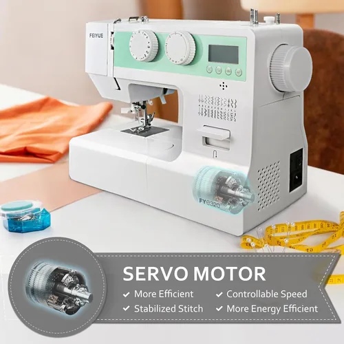 Vista 7 de FEIYUE FYe320 Máquina de Coser de Tamaño Completo con Pedal, Control de Velocidad, Resistente y Portátil, Pantalla LCD, 25 Puntadas Incorporadas, 6