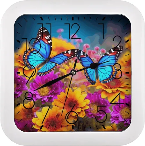 Vista 20 de 10" Square Modern Wall Clock,Animal Feathers Print Kitchen Clocks Wall Battery Operated,Silent Non Ticking Unique Funny Cute Wall Clock for Living