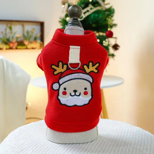 Vista 2 de Pijamas de Navidad para perros, ropa acolchada de invierno para mascotas, suéter con capucha para perro, chaqueta para perro, chaleco para perro