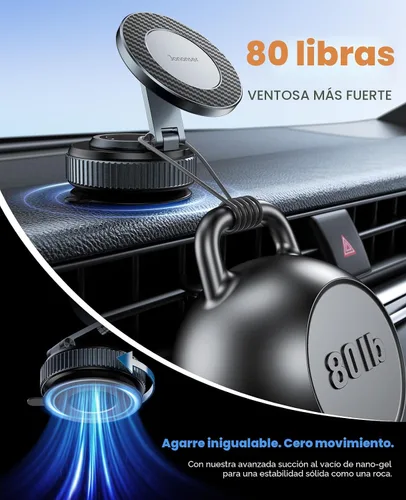 Vista 3 de Jononser Soporte de teléfono de succión para salpicadero/parabrisas de automóvil, soporte magnético ajustable de 360° para automóvil, soporte
