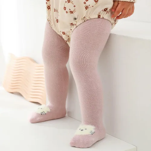 Vista 6 de Elaowoho Medias de punto trenzado para bebé niña con lazo sin costuras, mallas de algodón para bebés