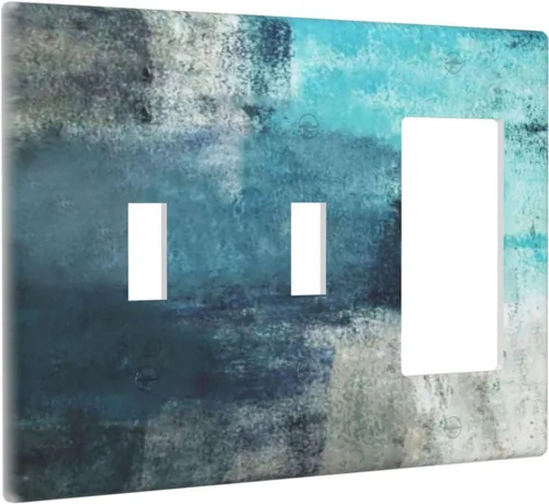 Vista 210 de Taupe Beige Marrón Gris Abstracto Arte 1-Banda Interruptor de Luz Doble de Recepción Placa de Pared Toma Cubiertas Eléctricas Decorativas Modernas