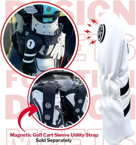 Vista 6 de Madson Golf Fundas magnéticas para carrito: fundas elegantes y protectoras para palos de golf, con imán de goma para posicionamiento seguro y acceso