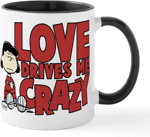 Vista 5 de CafePress Peanuts Lucy Love Drives Me Craz - Taza de café de cerámica de 11 oz (11.0 fl oz)