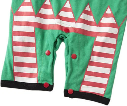 Vista 4 de Newborn Infant Toddler Unisex Baby Holiday Elf Short-Sleeved Costume Romper and Hat 2pcs