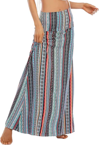 Vista 6 de Zando Faldas largas para mujer, vestidos de moda de cintura alta, falda larga casual de entrenamiento, falda de flores acampanada para niñas