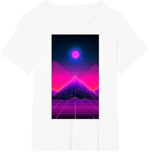 Vista 33 de Retrowave Mountain 80s Vaporwave Synthwave T-Shirt Negro
