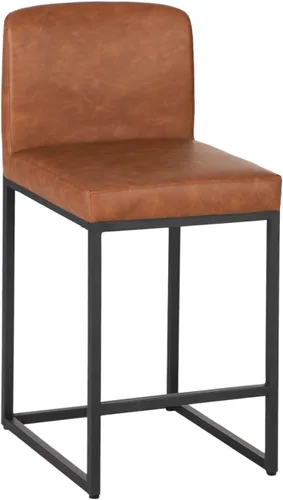 Vista 14 de Sophia & William Taburete de bar negro, altura de mostrador de 24 pulgadas con respaldo, sillas de bar modernas de piel sintética para cocina, 1