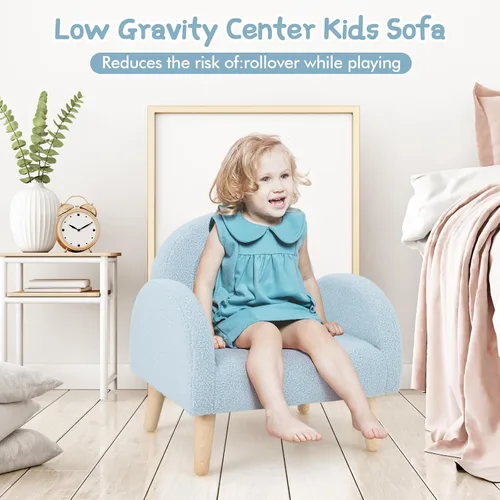 Vista 6 de INFANS Sofá para Niños, Sillón para Niños Pequeños con Marco de Madera Maciza Diseño Anti-Volcado Tela de Felpa, Silla Tapizada para Niños