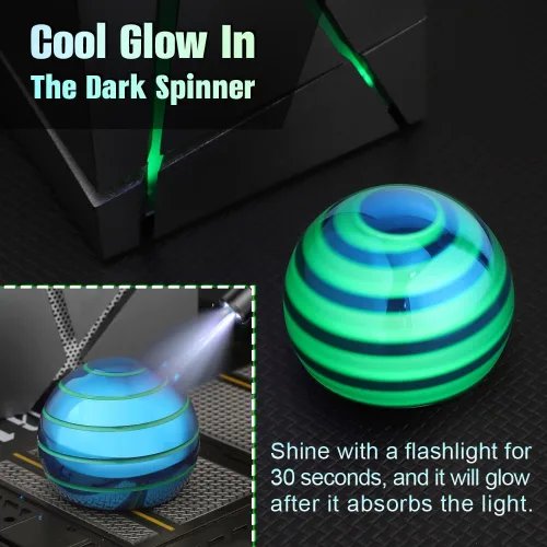 Vista 2 de Juguetes giratorios luminosos de escritorio para niños y adultos, spinner fidget de ilusión óptica de metal que brilla en la oscuridad, bola