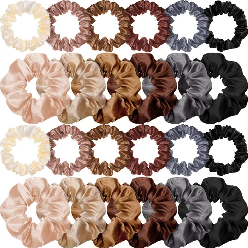 Vista 8 de WILLBOND 24 coleteros de satén para el cabello, bandas elásticas de seda a granel, soporte para cola de caballo para mujeres y niñas, accesorios