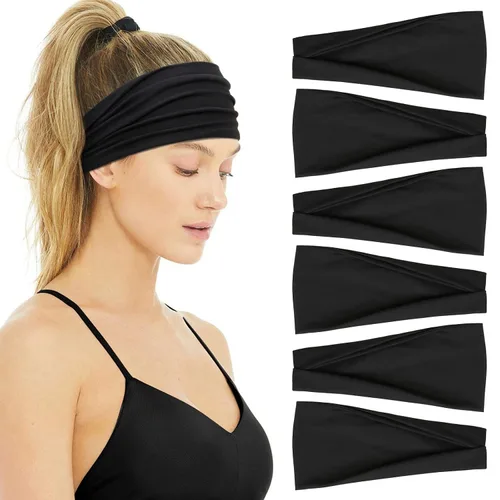 Vista 7 de Huachi Diademas para mujer, diademas elásticas bohemias para el cabello de mujer, antideslizantes, anchas y gruesas, de tela suave, accesorios