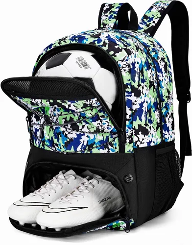 Vista 11 de Hsmihair - Bolsa de fútbol - Mochila de fútbol y mochila para fútbol, voleibol y baloncesto, con compartimento para pelota y tacos separados