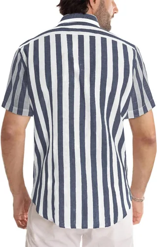 Vista 203 de JMIERR Camisas de vestir a rayas con botones y manga corta para hombre