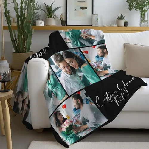 Vista 2 de Manta personalizada para adultos, manta de fotos personalizada para parejas, familia, niños, mascotas, regalo para cumpleaños, aniversario, Navidad