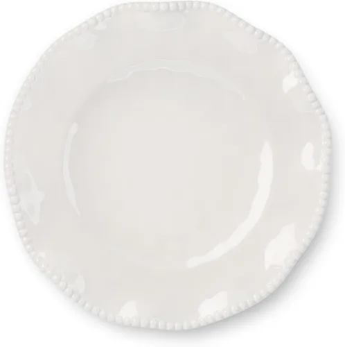 Vista 5 de Perlette - Juego de vajilla de 12 piezas con cuentas de color blanco hueso, incluye 4 platos llanos, 4 platos de ensalada, 4 cuencos