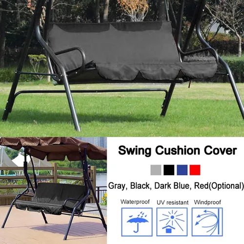 Vista 3 de Duokon Fundas de columpio para patio al aire libre, cubierta de hamaca de 3 plazas triples, protector a prueba de viento para muebles de patio Negro