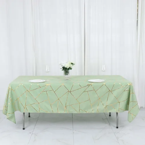 Vista 32 de Efavormart - Mantel redondo de poliéster de 120 pulgadas con patrón geométrico dorado Morado