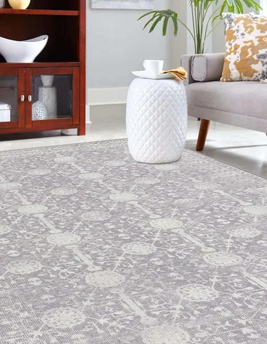 Vista 4 de Unique Loom Timeless Collection - Alfombra de área - Florencia (2' x 3' 1", rectangular, gris/marfil)