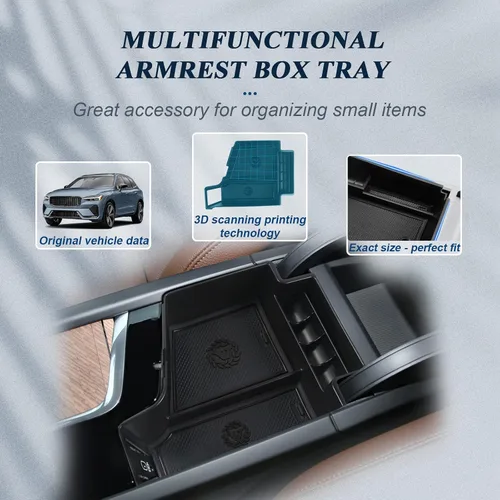 Vista 2 de BIBIBO 2023 2024 XC60 XC90 S90 V90 Organizador de Consola Central para Volvo XC60 V60 S60 S90 V90 XC90 de 2018-2023 2024 Caja de Almacenamiento