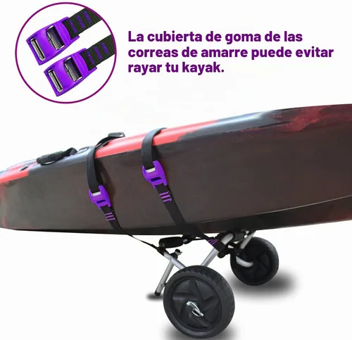 Vista 5 de Carrito de kayak Canoa Paddleboard SUP Trolley Carrier con ruedas no planas 100LBS Capacidad